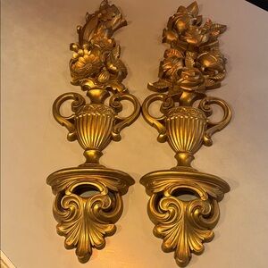 Syroco Vintage MCM Elegant Gold Floral Wall Decor Set